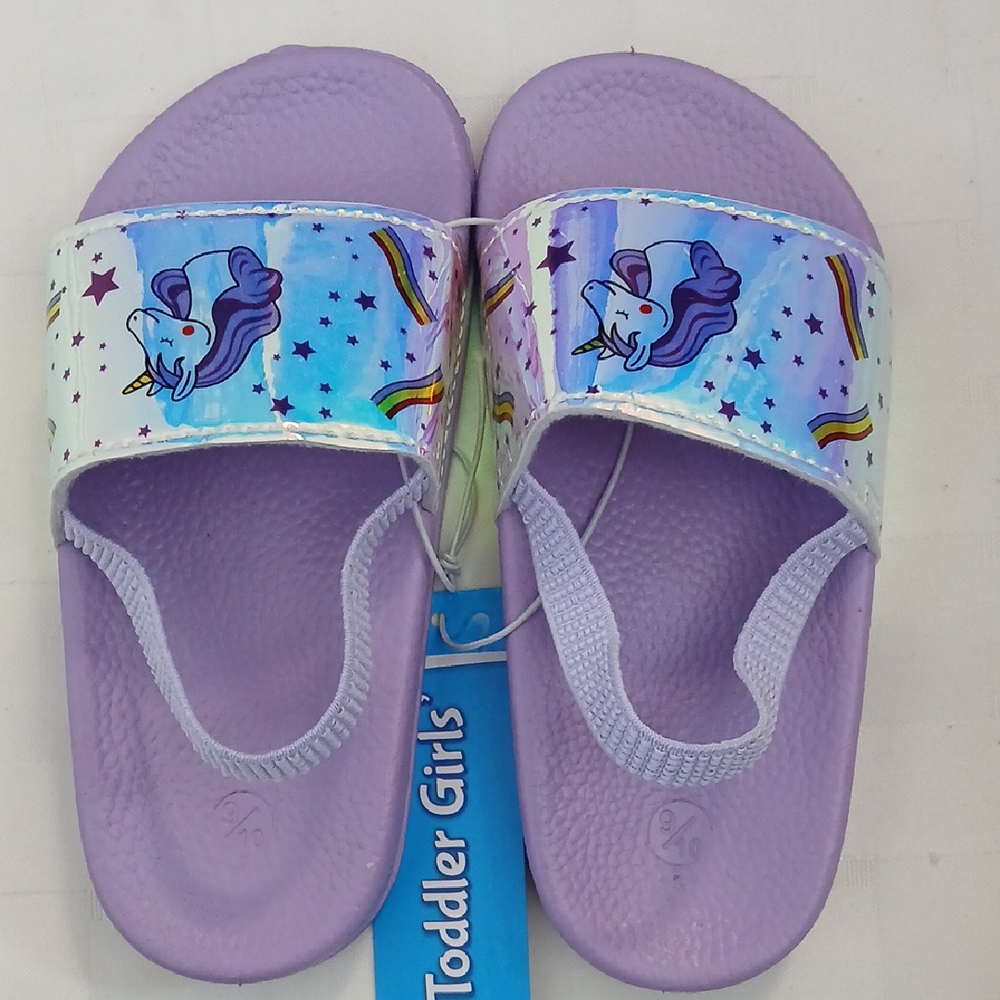 Unicorn Toddler Girls' Purple Slide Sandals